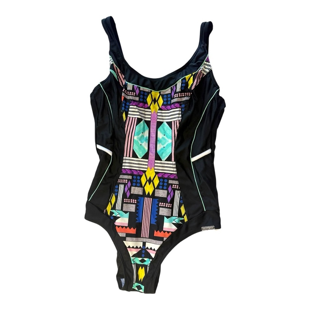 Patterned Black One Piece Swimsuit